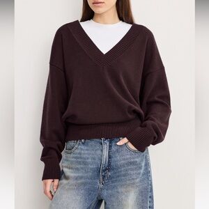 Good American Relaxed Deep V-neck Sweater